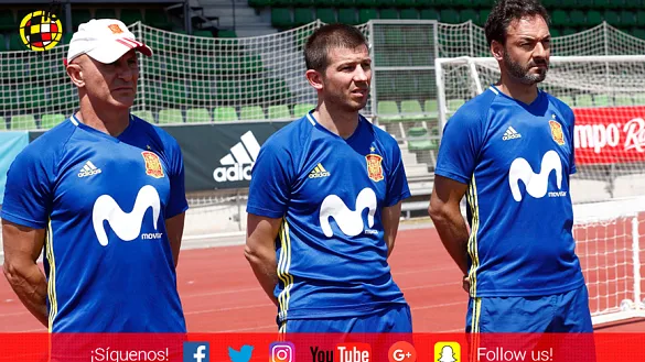 Albert Celades, Santi Denia y Luis de la Fuente en la Ciudad del Fútbol de Las Rozas