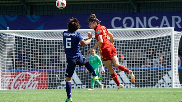 Momento del partido entre España y Japón disputado en Concarneau
