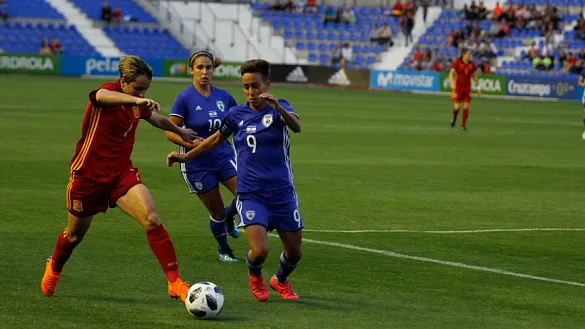 Momento del partido entre España e Israel jugado en Murcia