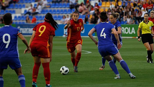 Momento del partido entre España e Israel jugado en Murcia