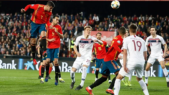 Instante del partido entre España y Noruega jugado en Valencia