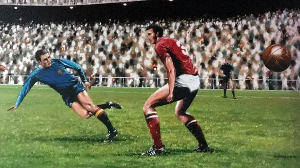 Pintura del gol de Marcelino en el Museo de la Selección