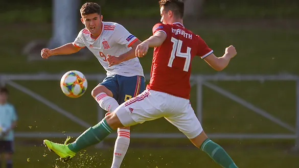 Jordi en el momento del gol de España