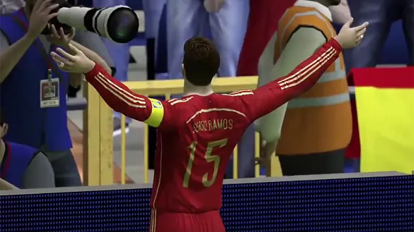 El clon virtual de Sergio Ramos celebra uno de los goles candidatos a ganar