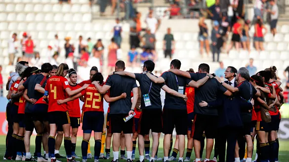 La Selección española femenina al término del encuentro frente a Estados Unidos