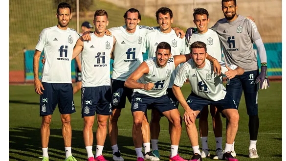 Los jugadores de la Selección, durante el entrenamiento de este sábado en la Ciudad del Fútbol