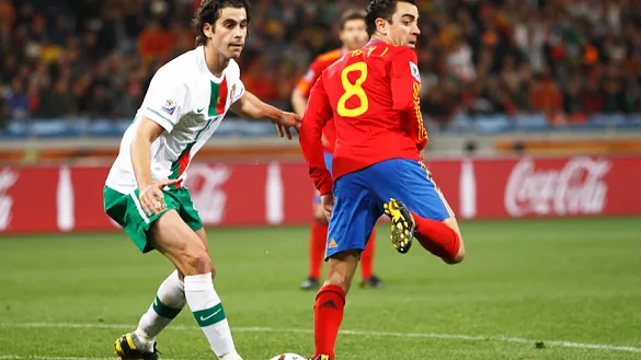 Momento del partido entre España y Portugal disputado durante el Mundial de Sudáfrica 2010