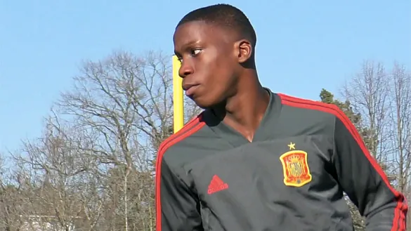 Ilaix Moriba en un momento del entrenamiento
