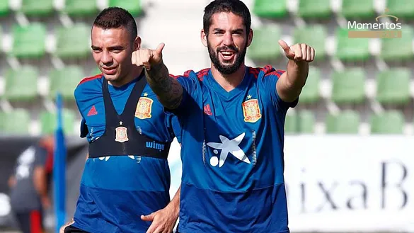 Isco celebra un gol ante la cámara