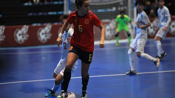 Momento de partido entre España y Japón jugado en la localidad pontevedresa de Marín
