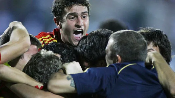 Koke Resurrección celebra un tanto durante el Mundial Sub-17 disputado en Nigeria durante el otoño de 2009