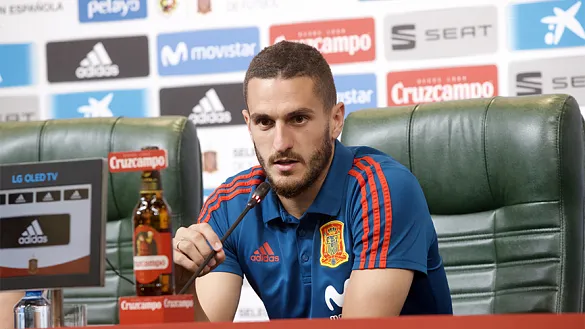 Koke Resurrección durante la rueda de prensa ofrecida en Krasnodar