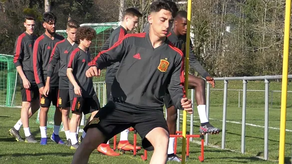 Los jugadores españoles en un momento del entrenamiento