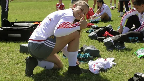 Leire Peña en un momento del entrenamiento