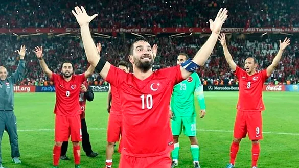 La selección de Turquía celebra un triunfo reciente
