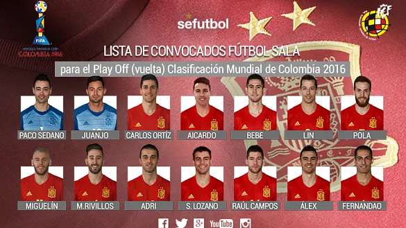 convocatoria oficial de la absoluta de fútbol sala para el encuentro en Melilla ante Eslovenia