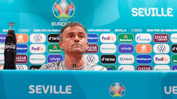 el seleccionador nacional, Luis Enrique Martínez, en la rueda de prensa previa al España - Suecia