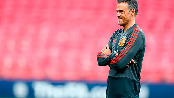 Luis Enrique durante un partido de la Selección