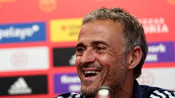 Luis Enrique durante su rueda de prensa en Praga