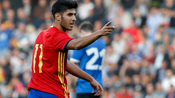 Marco Asensio celebra un gol con la Selección Sub-21