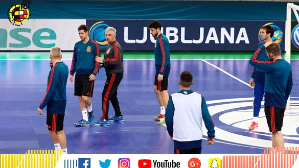 La selección española de fútbol sala se entrena en el pabellón Arena Stozice de Liubliana