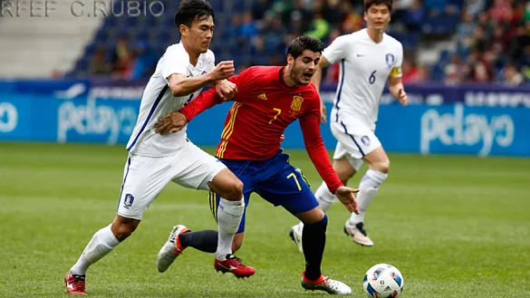 Álvaro Morata durante un momento del encuentro ante Corea del Sur