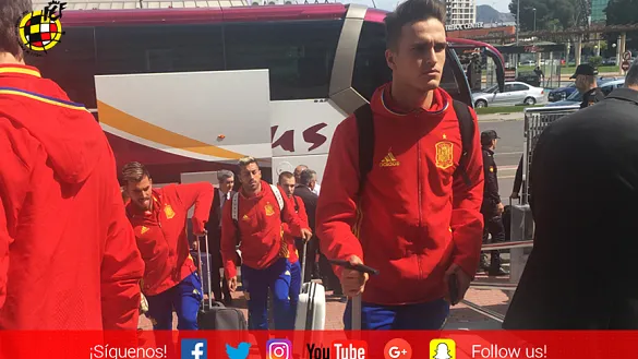 La Selección Española Sub-21 a su llegada a Murcia
