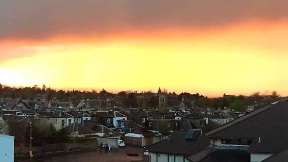 Vista de Falkirk (Escocia) al atardecer