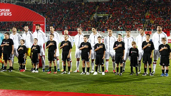 Las Selección Española posa antes de su encuentro frente a Albania