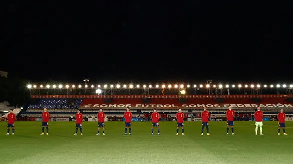 Momento previo al partido entre España e Islas Feroie jugado en Marbella