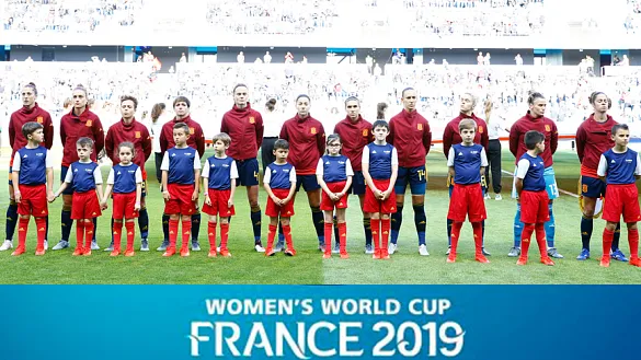 La Selección española femenina antes de su duelo contra Sudáfrica en el Mundial