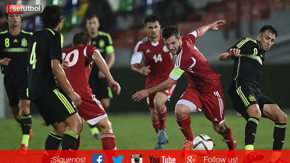 Momento del partido entre las selecciones Sub-21 de Georgia y España disputado en Tiflis
