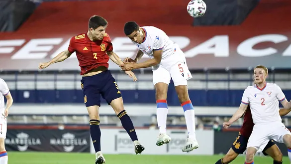 Momento del partido entre España e Islas Feroe jugado en Marbella