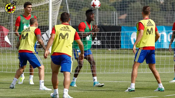 Momento del entrenamiento de la Selección Sub-21 en la Ciudad del Fútbol
