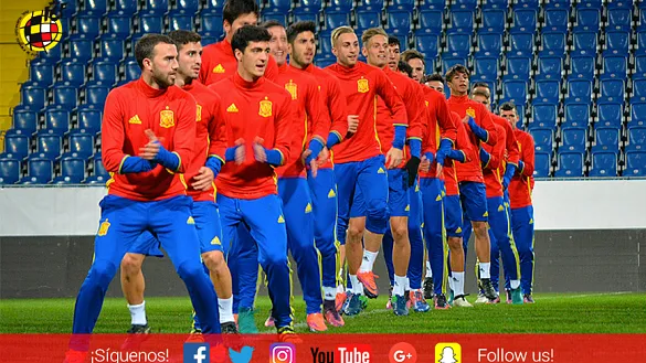 Los jugadores de la Selección española Sub-21 durante su entrenamiento en St. Pölten (Austria)