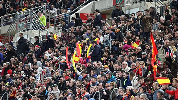 Gradas llenas de la Nueva Condomina durante el último partido de la Selección Sub-21 en Murcia