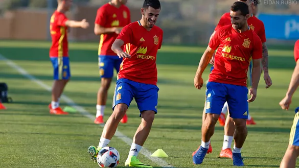 Momento del entrenamiento oficial de los Sub-21 en la Ciudad del Fútbol