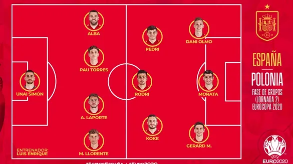 Once de España para el partido de la Eurocopa 2020 frente a Polonia