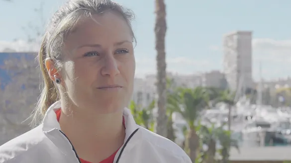Sandra Paños durante la entrevista con SEFUTBOL en Alicante