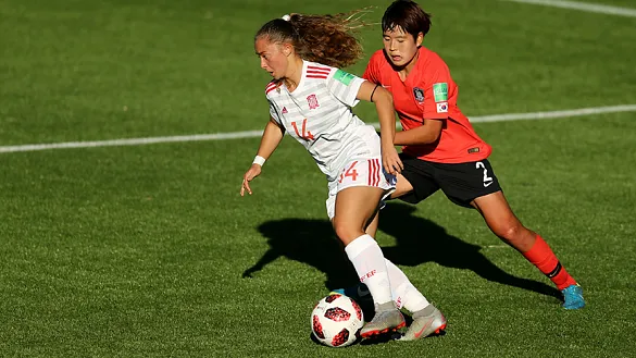 Ainhoa Marín en un momento del partido ante la República de Corea