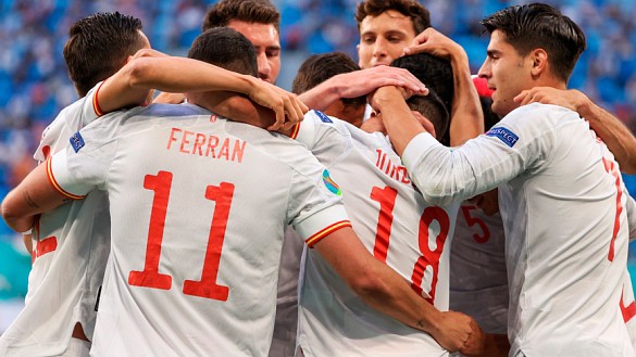 Los jugadores de la Selección española celebran un gol en la presente Eurocopa