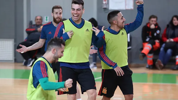 La selección española de fútbol sala entrena en Liubliana