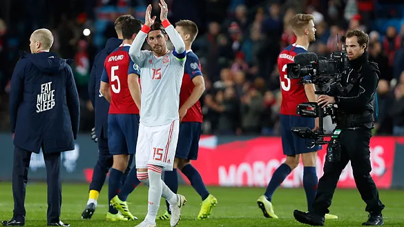 Sergio Ramos al término del encuentro entre Noruega y España 