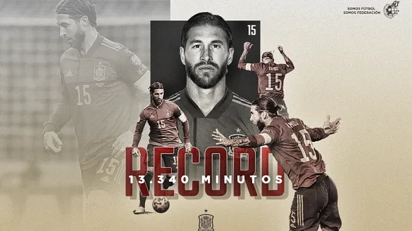 Sergio Ramos ya es el jugador que más minutos ha vestido la camiseta de España