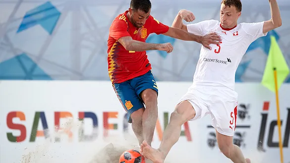 Momento del partido entre España y Suiza jugado en Cerdeña