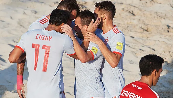 Los jugadores de la Selección española celebran un gol frente a Tahití