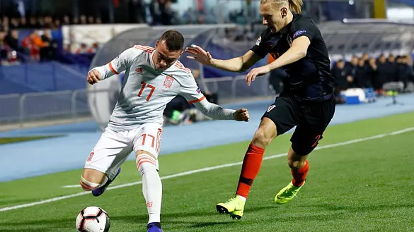 Momento del partido entre Croacia y España disputado en Zagreb