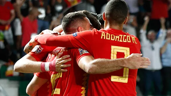 Los jugadores de la Selección española celebran unos de sus goles contra Croacia