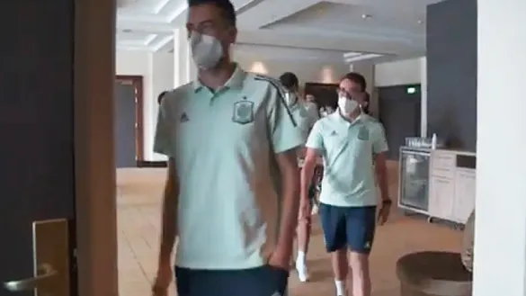 Sesión de vídeo de la Selección española antes de su partido frente a Croacia