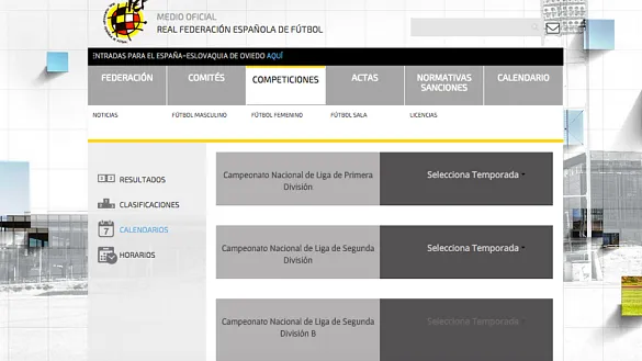 Sección de Competiciones de RFEF.es